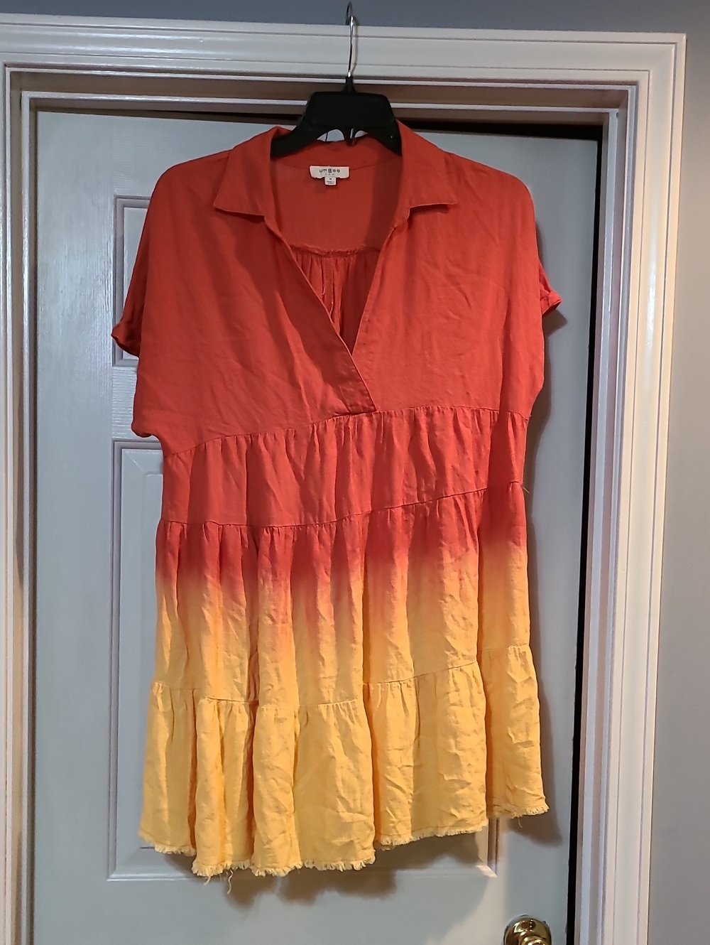 Umgee Ombre Tiered Short-Sleeve Dress